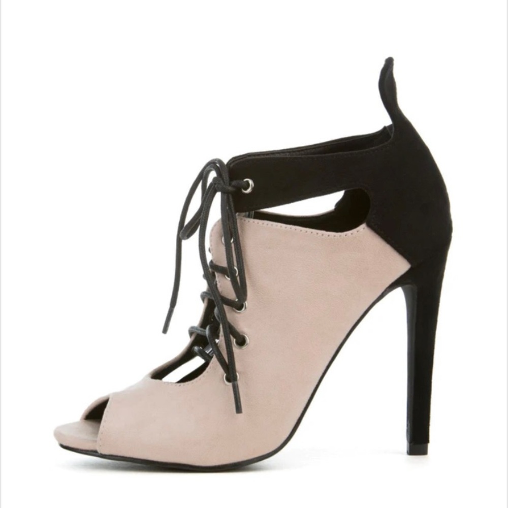 Peep Toe Lace Up Stiletto